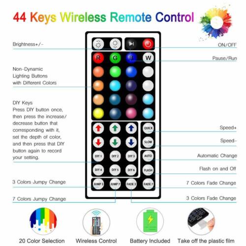 5050 RGB LED STRIP LIGHTS COLOR CHANGING TAPE UNDER CABINET LIGHTING WATERPROOF - Picture 3 of 12