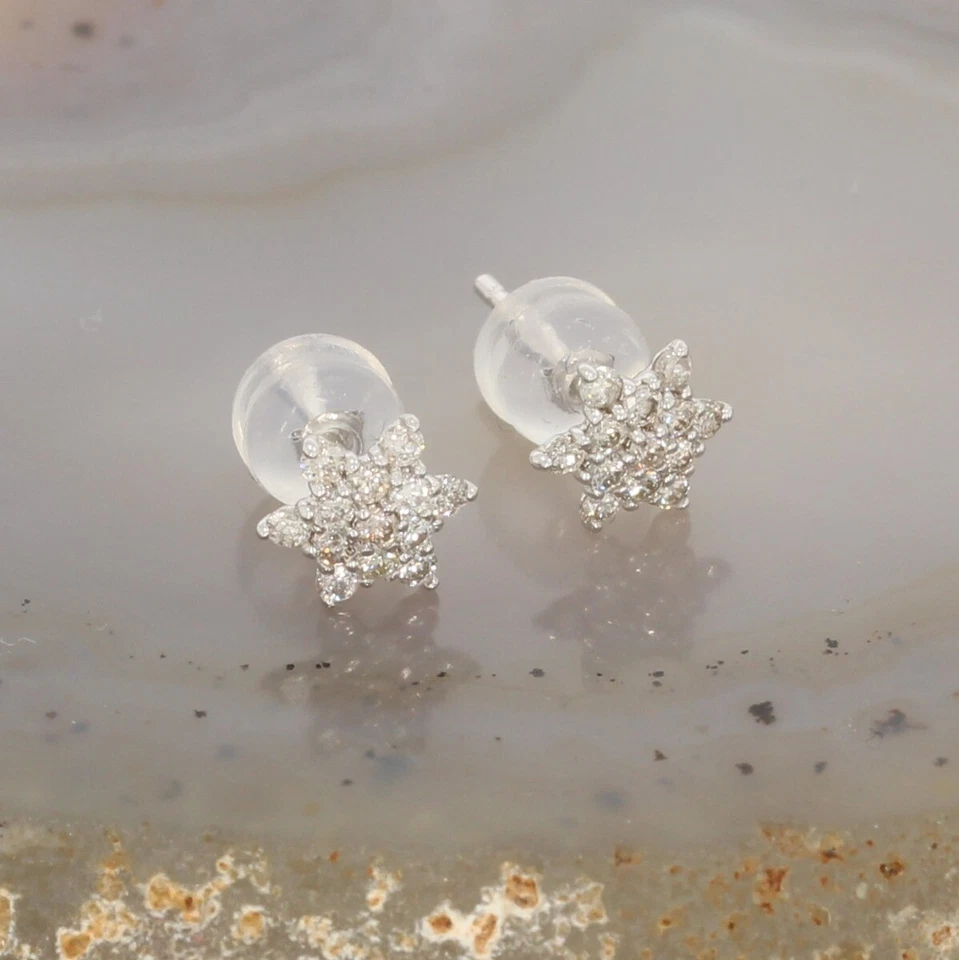 Wert 850 € Brillant Ohrringe Ohrstecker Stern (0,30 carat) 750 18 Karat Weiß ... - Bild 3 von 4