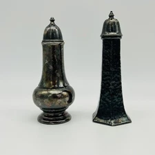 VINTAGE WB MFG Co Salt & Pepper Shakers Silver Plate 2872 Art Deco 5" Weidlich