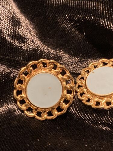 Vintage Sky Blue Enamel Gold Tone Earrings Pierced - Picture 2 of 3