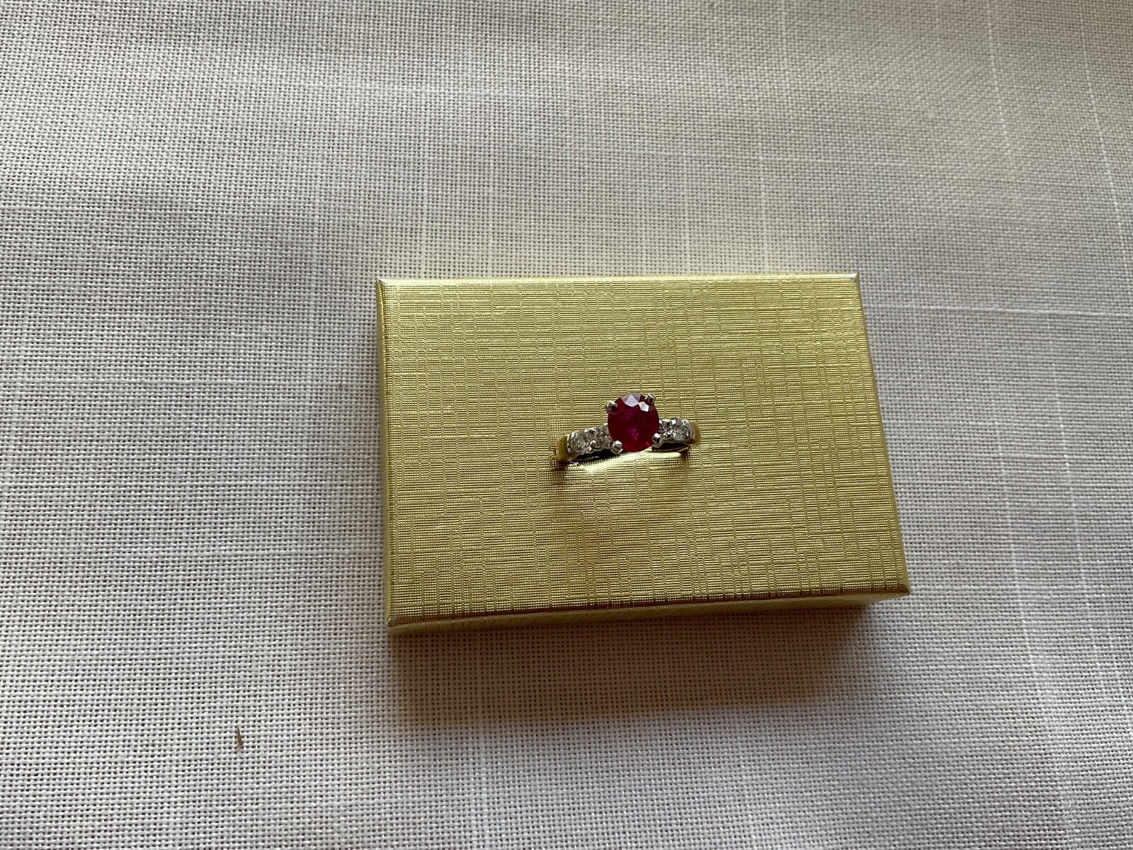 Ruby & Diamond ring Size 4 oval Ruby, diamonds on… - image 1