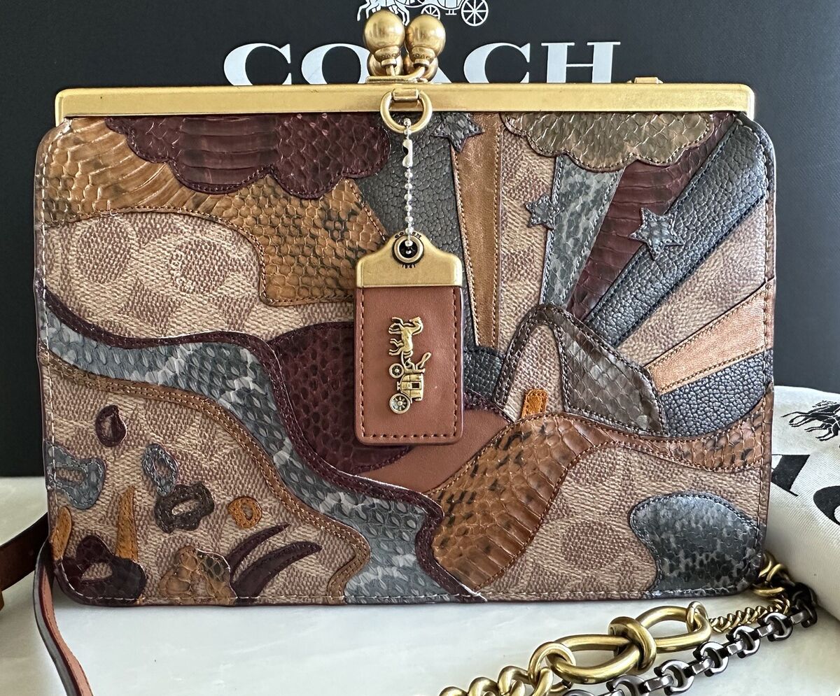 NWT COACH 1941 STAR SCAPE PATCHWORK SNAKESKIN DOUBLE FRAME NWT COACH 1941 STAR SCAPE PATCHWORK SNAKESKIN DOUBLE FRAME