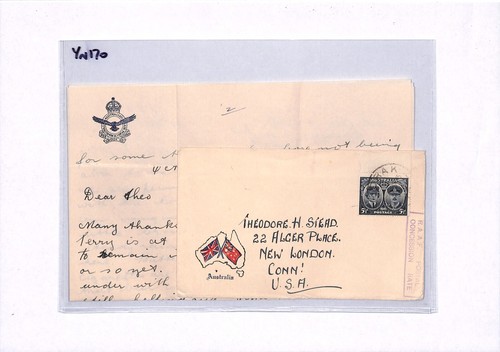 AUSTRALIA WW2 Cover RAAF Postal Rate USA CT New London Contents c1945 YN170 - Picture 11 of 12