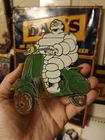 VINTAGE MICHELIN MAN TIRES BIBENDUM TIRE 6" PORCELAIN METAL GASOLINE OIL SIGN!