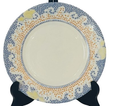 Arcopal Olympe Salad Bread Plates 7.75  Mosaic Design Lot Set Of 3 Made France
