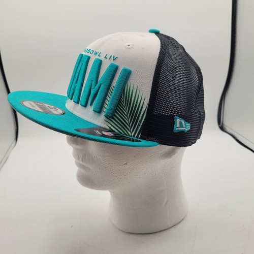 NEW NFL SHOP EXCLUSIVE SUPER BOWL LIV SNAPBACK HAT 9FIFTY MIAMI TRUCKER - Picture 2 of 7