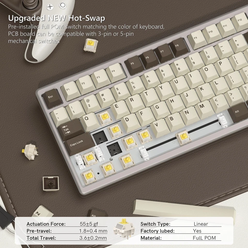 75% Keyboard Wireless, Creamy Mechanical Keyboard Gaming QMK/VIA, CNC Aluminu... - Image 4 of 4