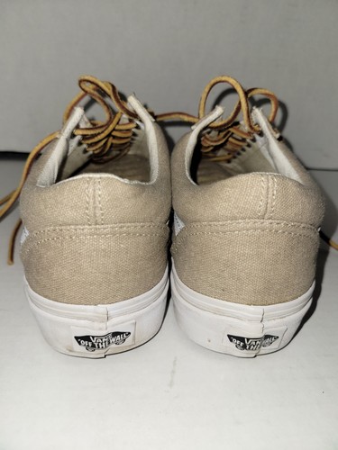 Vans Shoes Womens 8 Mens 6.5 Burlap Khaki Brown Canvas Leather Lace Sneakers EUC - Picture 9 of 10