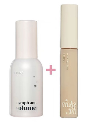 ETUDE SET - Nymph Aura Volumer  PINK + Big Cover Skin Fit Concealer 21N. NEW $34