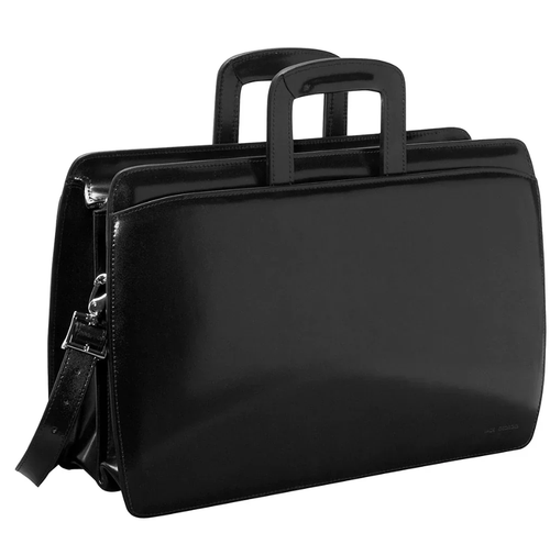 JACK GEORGES Leather Briefcase Black Executive Retail $395 *has small initials*