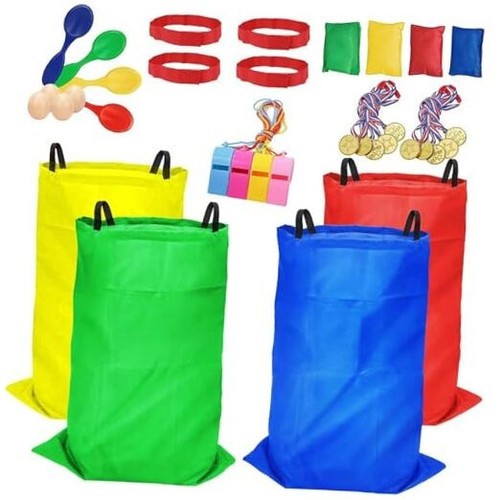 32 Pcs Outdoor Games for Kids Adults, Bean Bag Toss Game, Potato Sack Race Bags