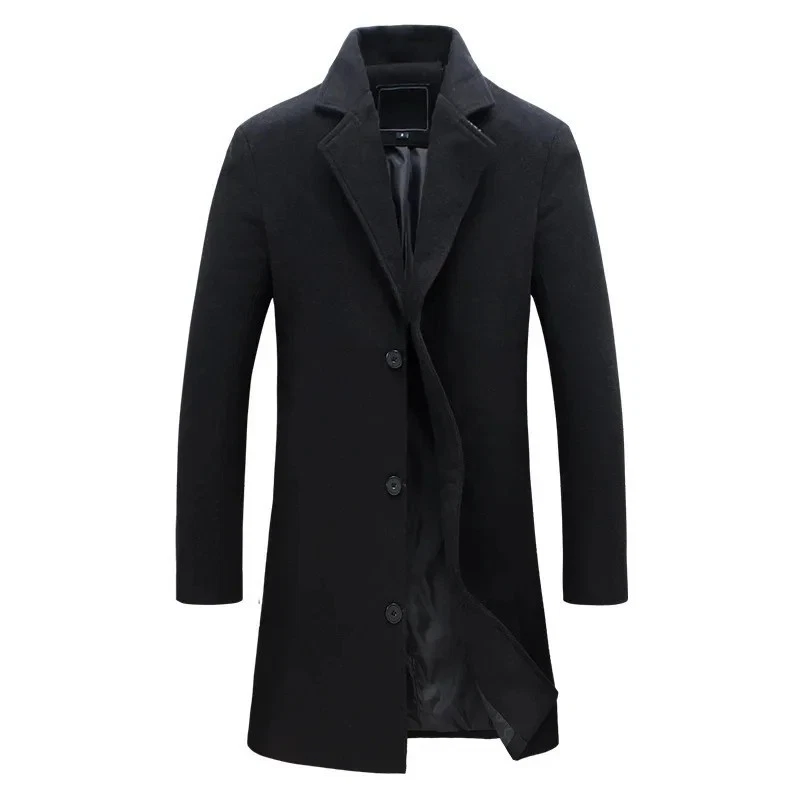 Mens Winter Warm Formal Trench Coat Long Jacket Smart Work Outwear Overcoat