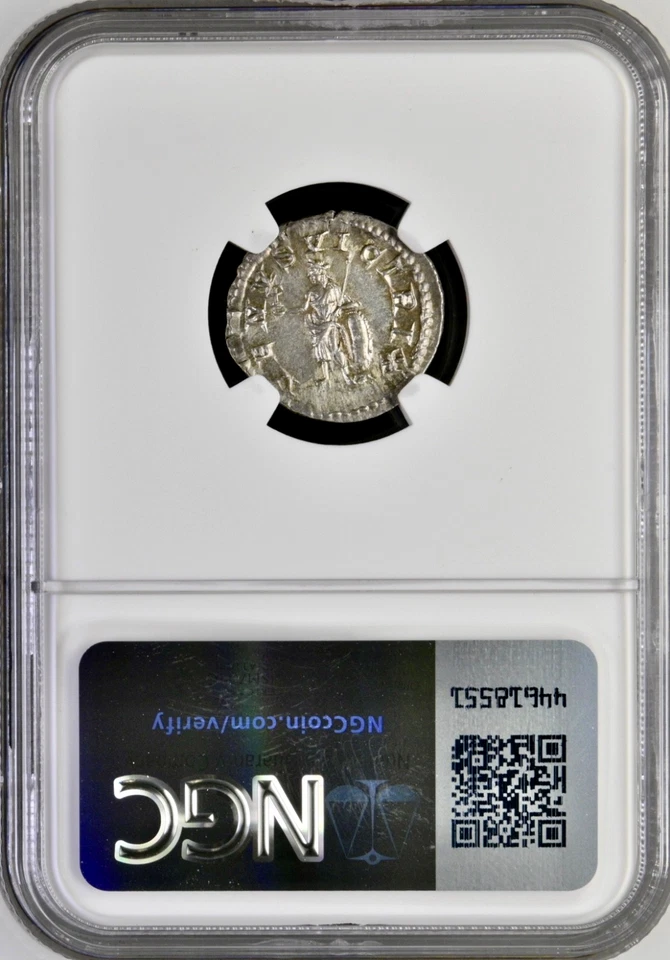 Antigua Caracalla de Plata Romana 198-217 dC Roma AR Denario NGC Elección AU Foto 3 de 4