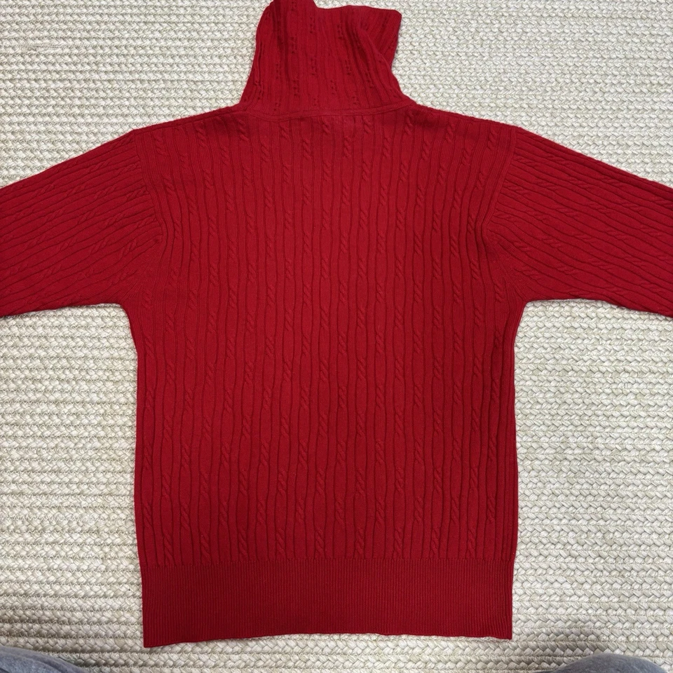 VTG Y2K Preston & York 100% Cashmere Cable Knit Turtleneck Sweater Red S - Image 2 of 4