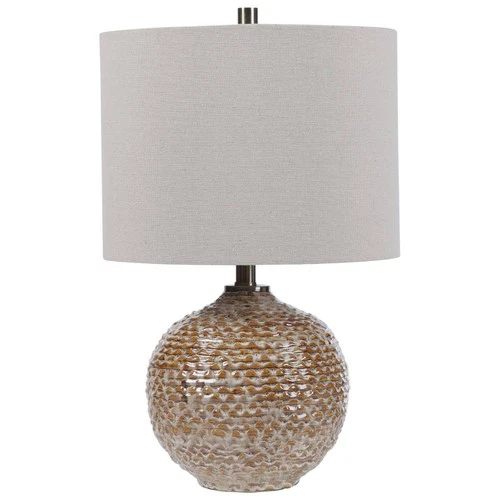 Rustic Accent Table Lamp 22" High Brown Taupe Ceramic Drum Shade for Living Room - Picture 4 of 8