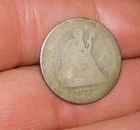 VINTAGE 1877 SEATED LIBERTY QUARTER VERY WORN