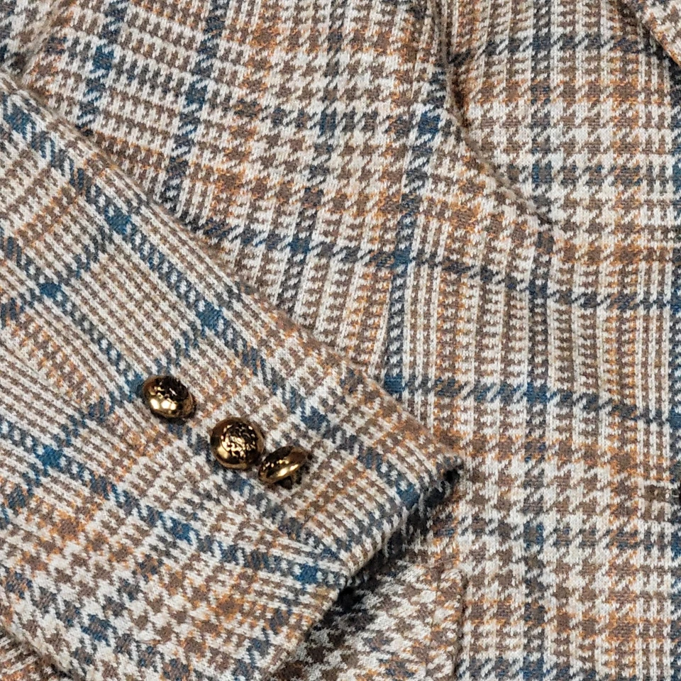 Pantalón Vintage Alex Colman Talla 14 Pata de Gallo Tweed Poli Lana Mezcla Marrón Tostado Foto 4 de 4