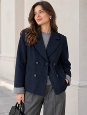 Talbots Women  s Size 16 Navy Blue Double Breasted Blazer Jacket