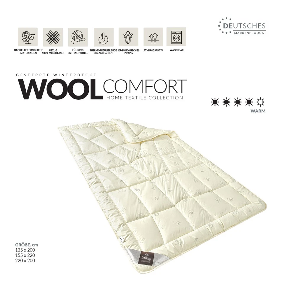 Winterbettdecke - Bettdecke Wolldecke- mit echter Schafwolle Winterdecke - Bild 3 von 4