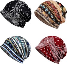 4 Pcs Women Baggy Slouchy Beanie Chemo Hat Cap Slouchy Snood Hat Cancer Headwear