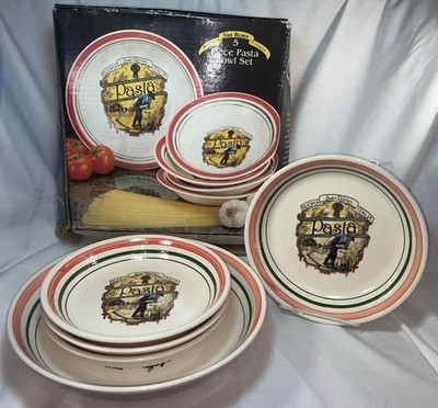 Bueno San Remo Italia 5 Piece Pasta Bowl Set  Ironstone Tableware Made in Italy