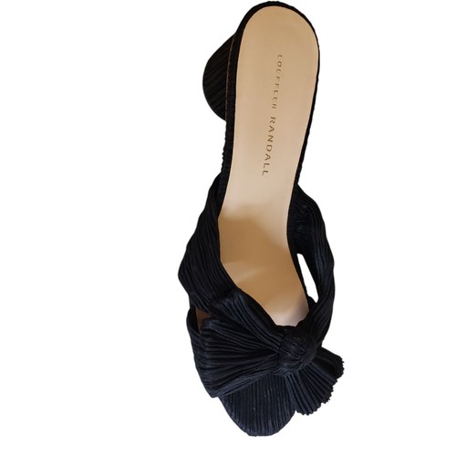Loeffler Randall Womens Emilia Black Pleated Bow Slip On Heel Sandals Size 9 1/2 - Picture 2 of 11