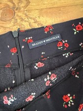 Brandy Melville Red Floral Mini Skirt White Ditsy Flower High Waist Women's