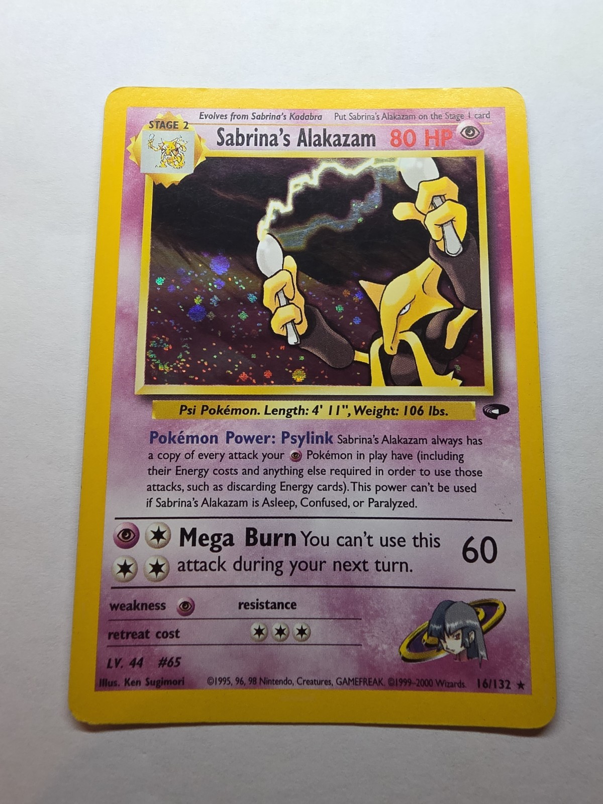 Sabrina's Alakazam 16/132 Pokemon TCG Gym Challenge Unlimited Holo Rare LP