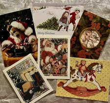 6 Vtg Christmas Cards By Hallmark, Plus Mark, Eastern Paralyzed Vet Greetings
