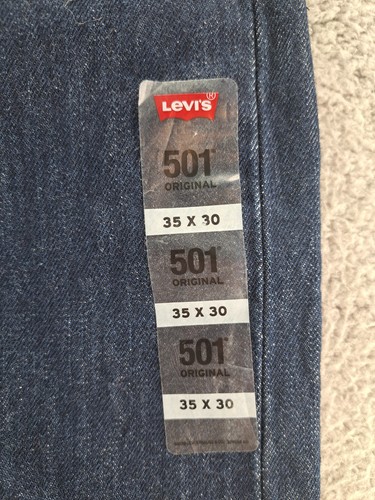 Levis 501 Jeans Herren 35x30 Dark Wash Original Fit Denim Straight Button Fly Neu mit Etikett - Bild 3 von 14