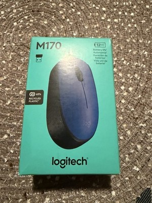 Logitech M170 Wireless Optical Mouse Blue Scroll Wheel USB 1000 DPI