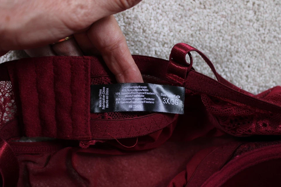 Lace Babydoll Lingerie Womens 3X Burgundy Sheer Mesh Ruffle Plus Size Sleepwear - Image 4 of 4