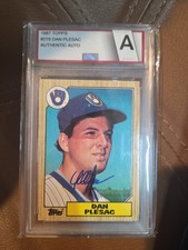 1987 Topps - Dan Plesac #279 (RC) On-Card Auto CD Certified Milwaukee Brewers