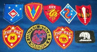 LOT OF ORIGINAL EMBROIDERED WW2 MISC. USMC PATCHES WITH PIN OR STAPLE HOLES