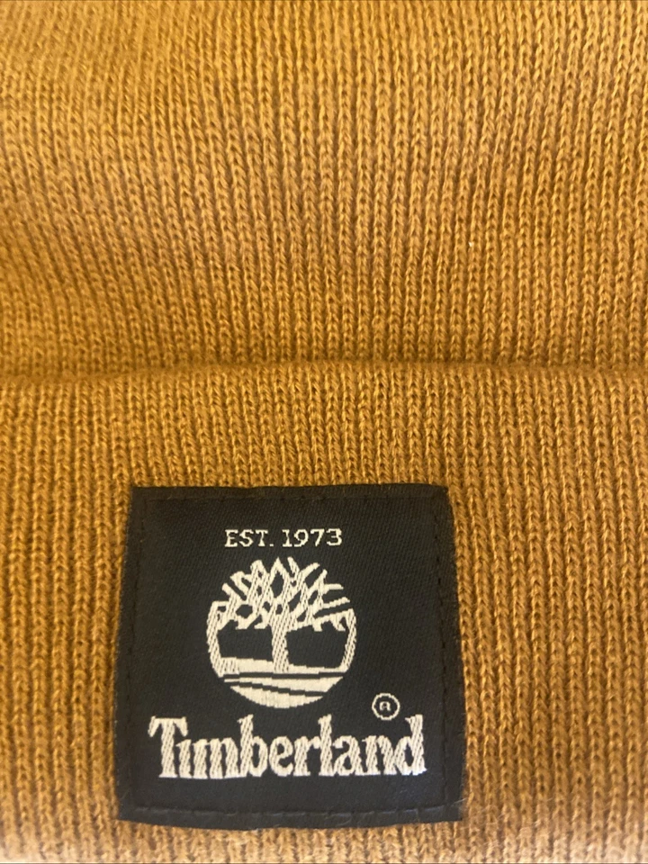 Timberland Trigo Tejido Gorro Acanalado Puño Parcheado Logo Invierno Sombrero Gorra Forrada NUEVO Foto 4 de 4