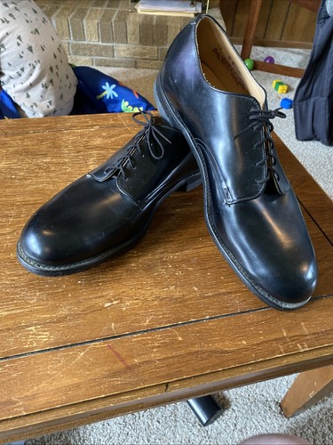D.J. Leavenworth Vtg NOS 1972 Black Military Derby Dress Shoes Sz 12 R USA New!