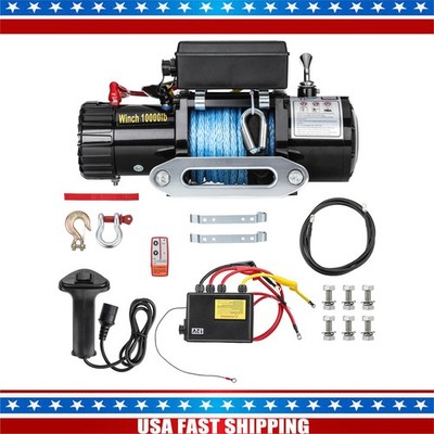 Wireless Electric Winch 10000lbs 12V Synthetic Rope Towing for Truck Off-road