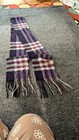 Burberry 100% Cashmere Purple Plaid Fringe Scarf Made In Scotland  — photo 5