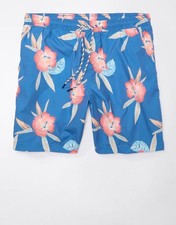 American Eagle 7" Tropical Flex Swim Trunks Men Floral Flex Lined Sz Large New