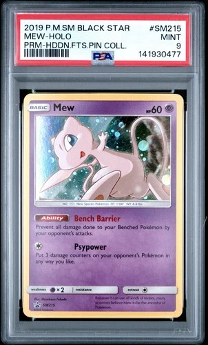 Mew SM215 PSA 9 Holo Hidden Fates Pin Collection Promo Pokemon Card 🔥🔥