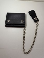 Vintage Harley Davidson Black Leather Trifold Chain Wallet Made in USA 99701-96V