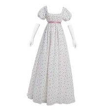Regency Dresses for Women Floral Regency Era Dress Medium White Pink Floral