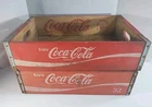 2 Vintage Coca-Cola Red Wood Bottle Crate Wooden Carrier Chattanooga 1970s Coke