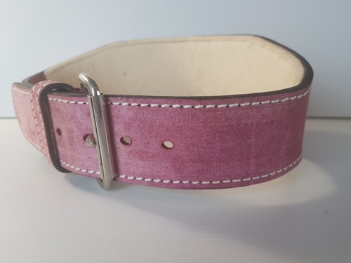 Suede Pink Leather Womens Girls Gym Weight Lifting Back Support Athlete Belt - Foto 8 di 9