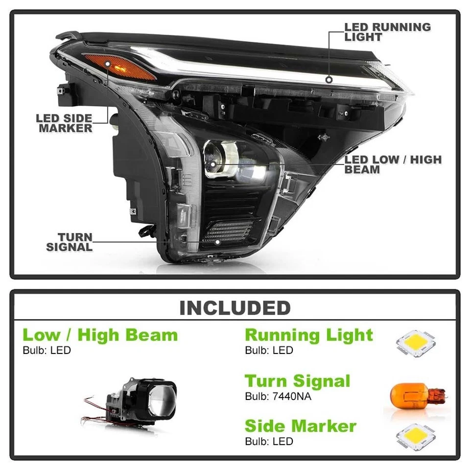 Полностью светодиодная передняя фара правая левая сторона для 2024 2025 Chevy Trax LT RS в сборе - Изображение 3 из 4