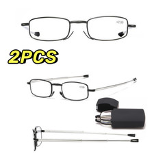 2Pair Folding Grant Reading Glasses Gun Metal 1.50 to 4.00 Easy With box