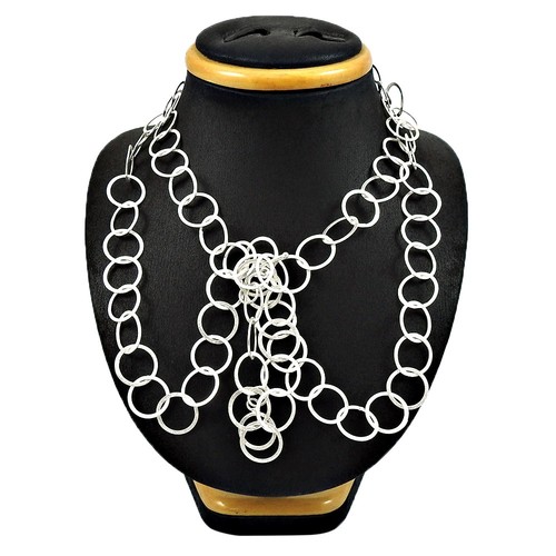 Handmade Indian Jewelry 925 Solid Sterling Silver Cluster Necklace U7 - Picture 1 of 7