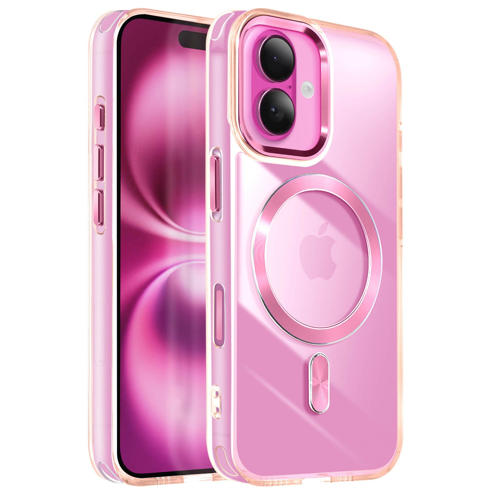 Coque iPhone 16 antichoc et transparente rose champagne Avizar