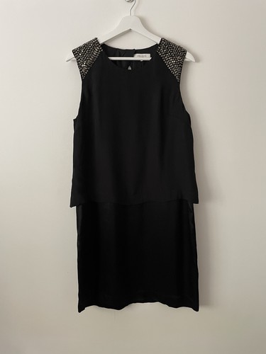 Tolles schlichtes schwarzes Eiszapfen Perlen Lagenlook Kleid Gr. M - Bild 2 von 5