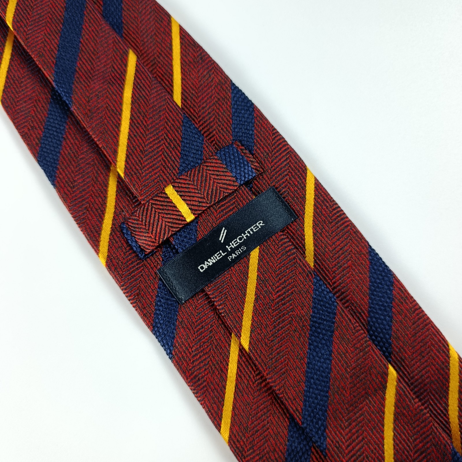 Cravatta Uomo DANIEL HECHTER Paris Pura Seta Bordeaux Righe Regimental 9 cm image 5